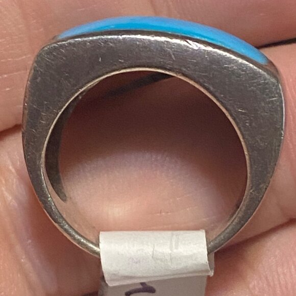 Ring Size 7.5 Blue Turquoise Sterling Silver 925 Women Semi-Precious Stone - Picture 5 of 11